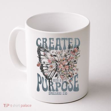 Vintage Created With A Purpose Butterfly Floral Coffee Mug