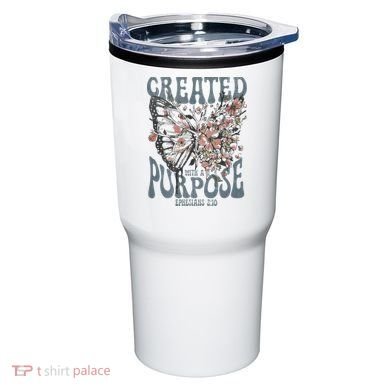Vintage Created With A Purpose Butterfly Floral Tumbler