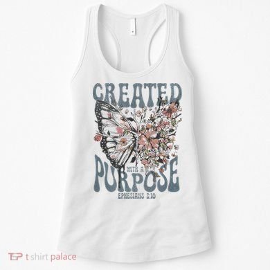 Vintage Created With A Purpose Butterfly Floral Women's Tank Top