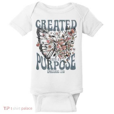 Vintage Created With A Purpose Butterfly Floral Baby Bodysuit
