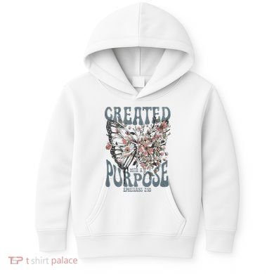 Vintage Created With A Purpose Butterfly Floral Kids Hoodie