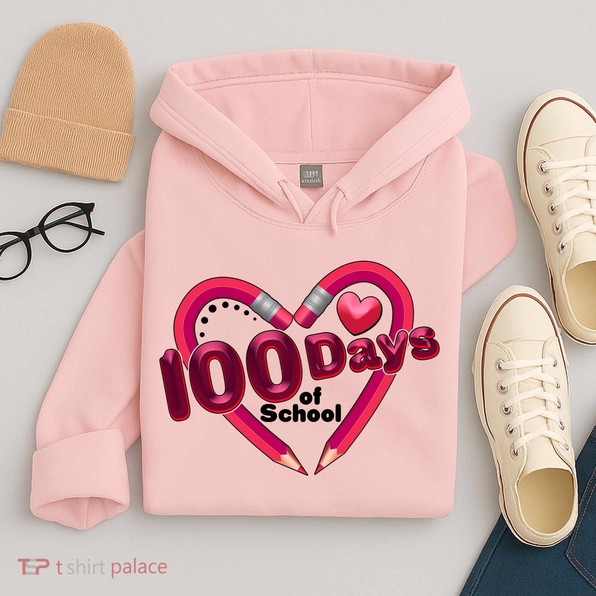 Valentines Day 100 Days Of School Hoodie