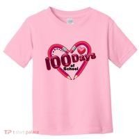 Valentines Day 100 Days Of School Toddler T-Shirt thumb 0