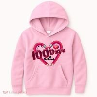 Valentines Day 100 Days Of School Kids Hoodie thumb 0