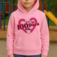 Valentines Day 100 Days Of School Kids Hoodie thumb 2