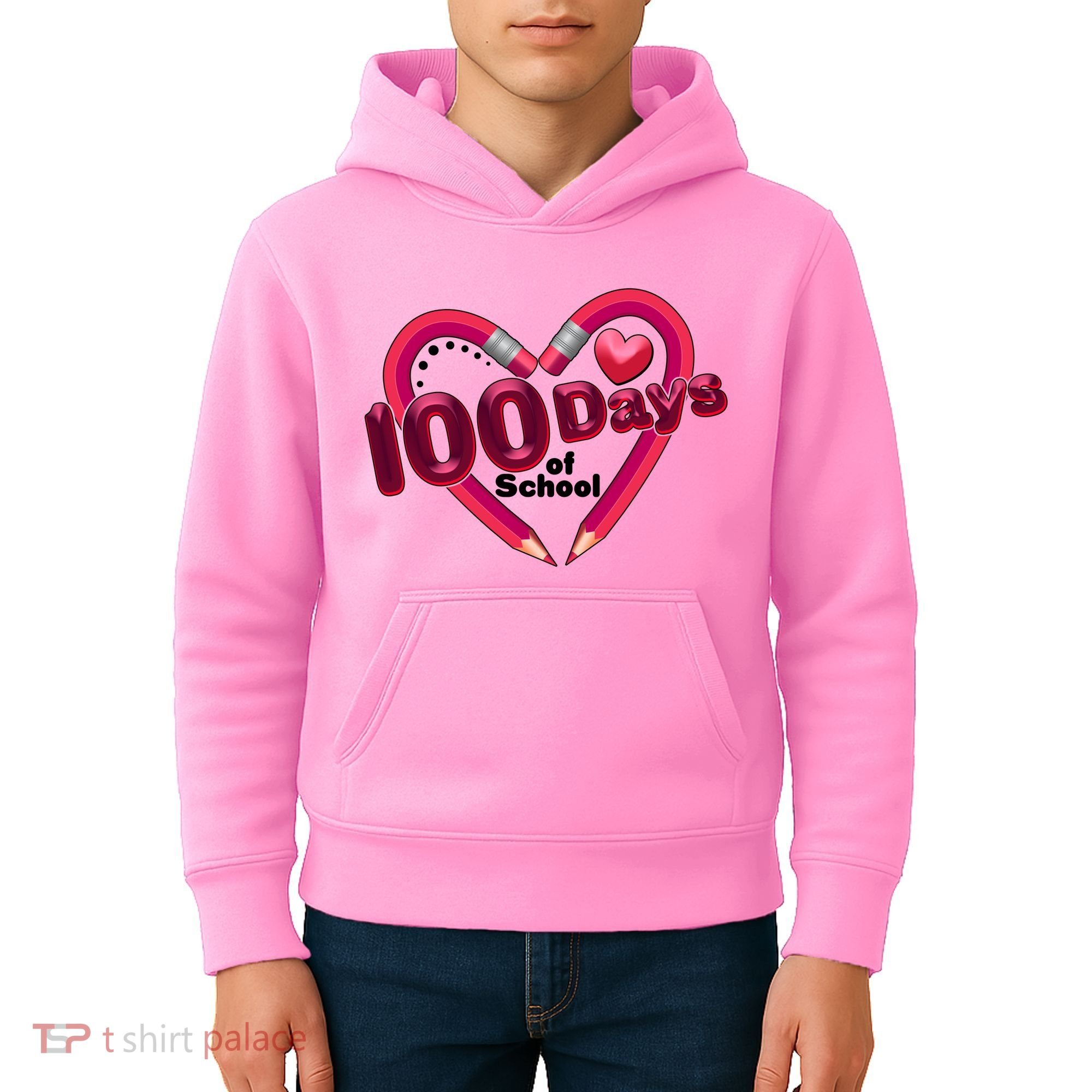 Valentines Day 100 Days Of School Kids Hoodie