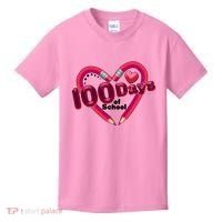 Valentines Day 100 Days Of School Kids T-Shirt thumb 0