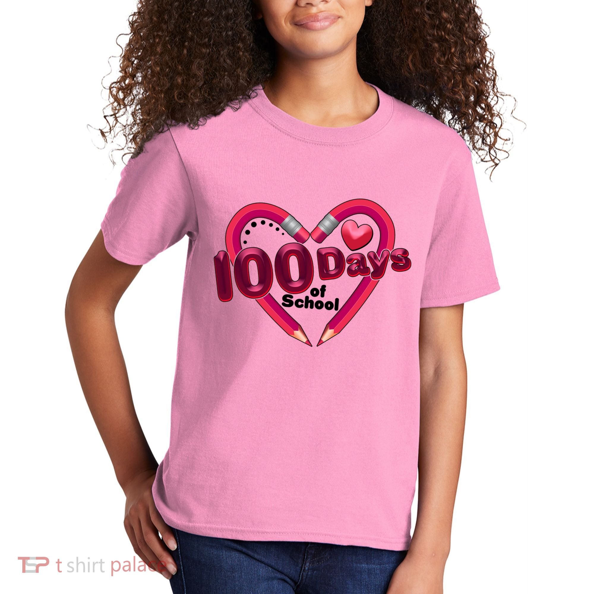 Valentines Day 100 Days Of School Kids T-Shirt