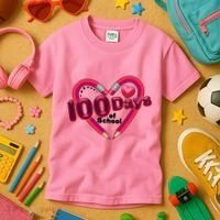Valentines Day 100 Days Of School Kids T-Shirt thumb 3