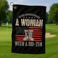 VeteranS Day A Woman With A Dd 214 Female Veteran Golf Towel thumb 1