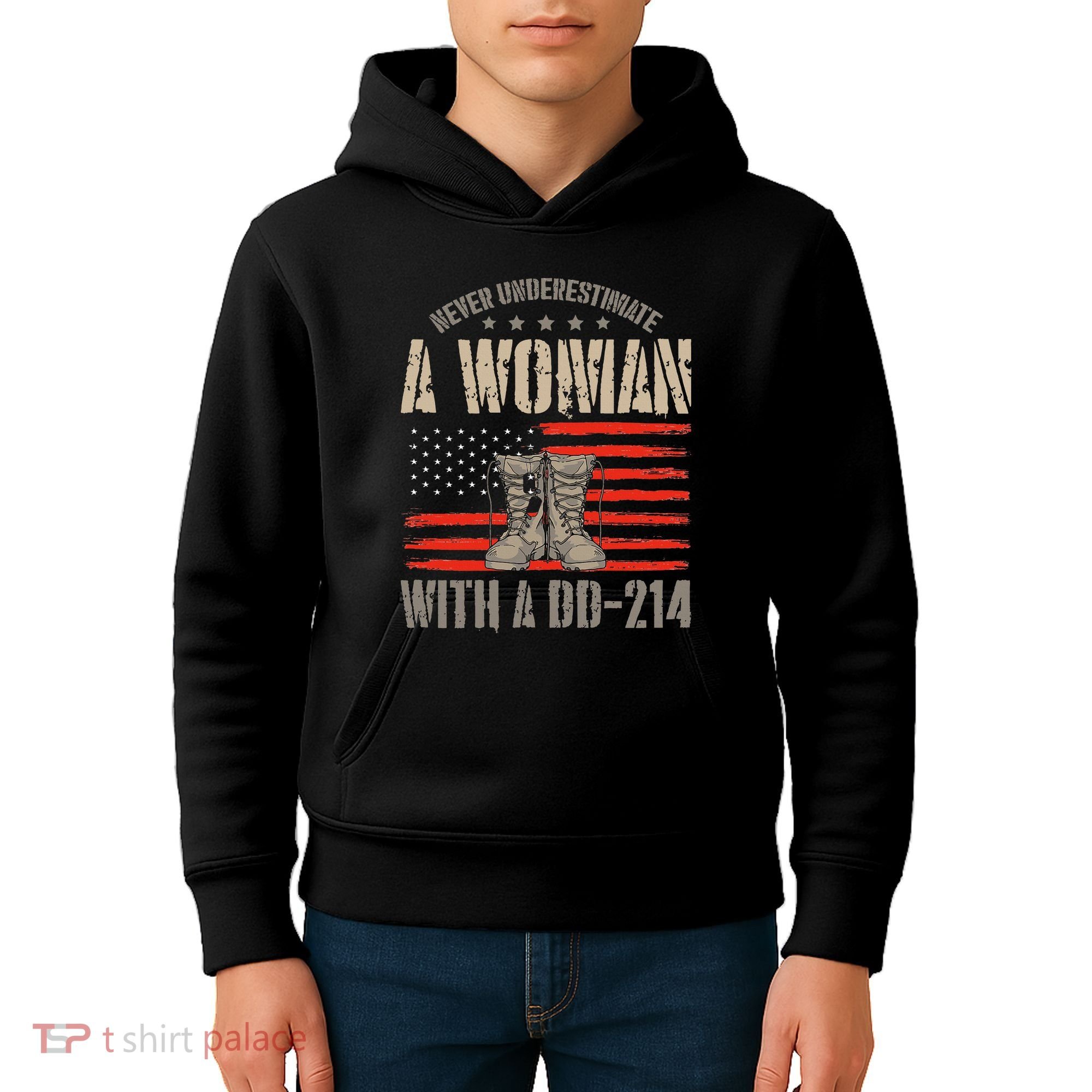 VeteranS Day A Woman With A Dd 214 Female Veteran Kids Hoodie