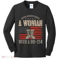 VeteranS Day A Woman With A Dd 214 Female Veteran Kids Long Sleeve Shirt thumb 0