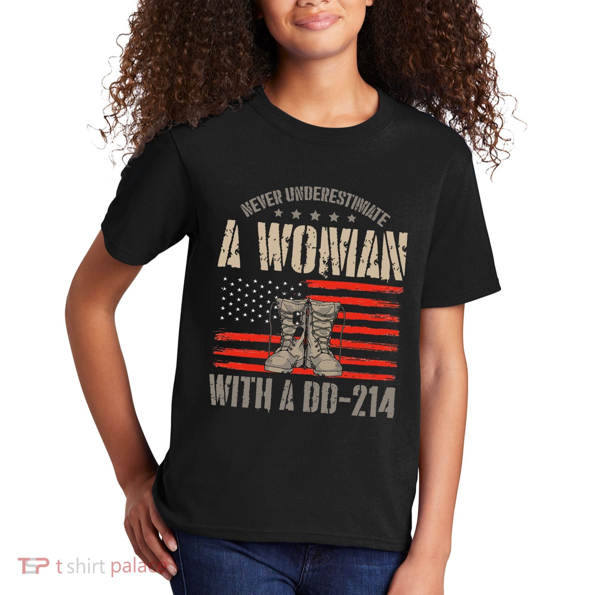 VeteranS Day A Woman With A Dd 214 Female Veteran Kids T-Shirt