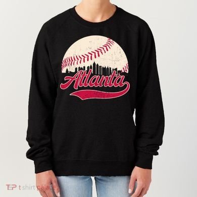 Vintage Distressed Atlanta Skyline Tee Baseball Women's Sweatshirt