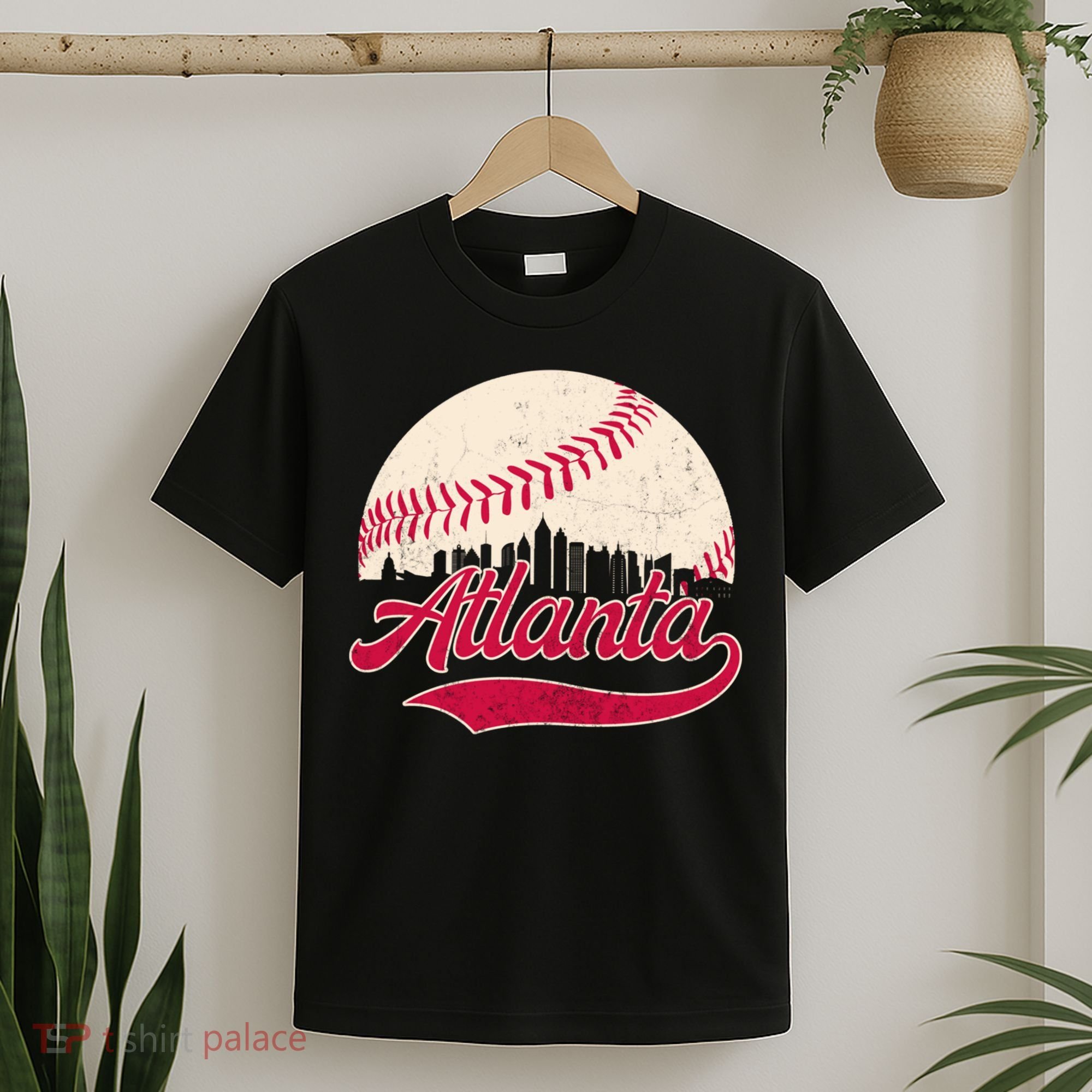 Vintage Distressed Atlanta Skyline Tee Baseball T-Shirt