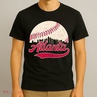 Vintage Distressed Atlanta Skyline Tee Baseball T-Shirt thumb 3