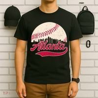 Vintage Distressed Atlanta Skyline Tee Baseball T-Shirt thumb 6