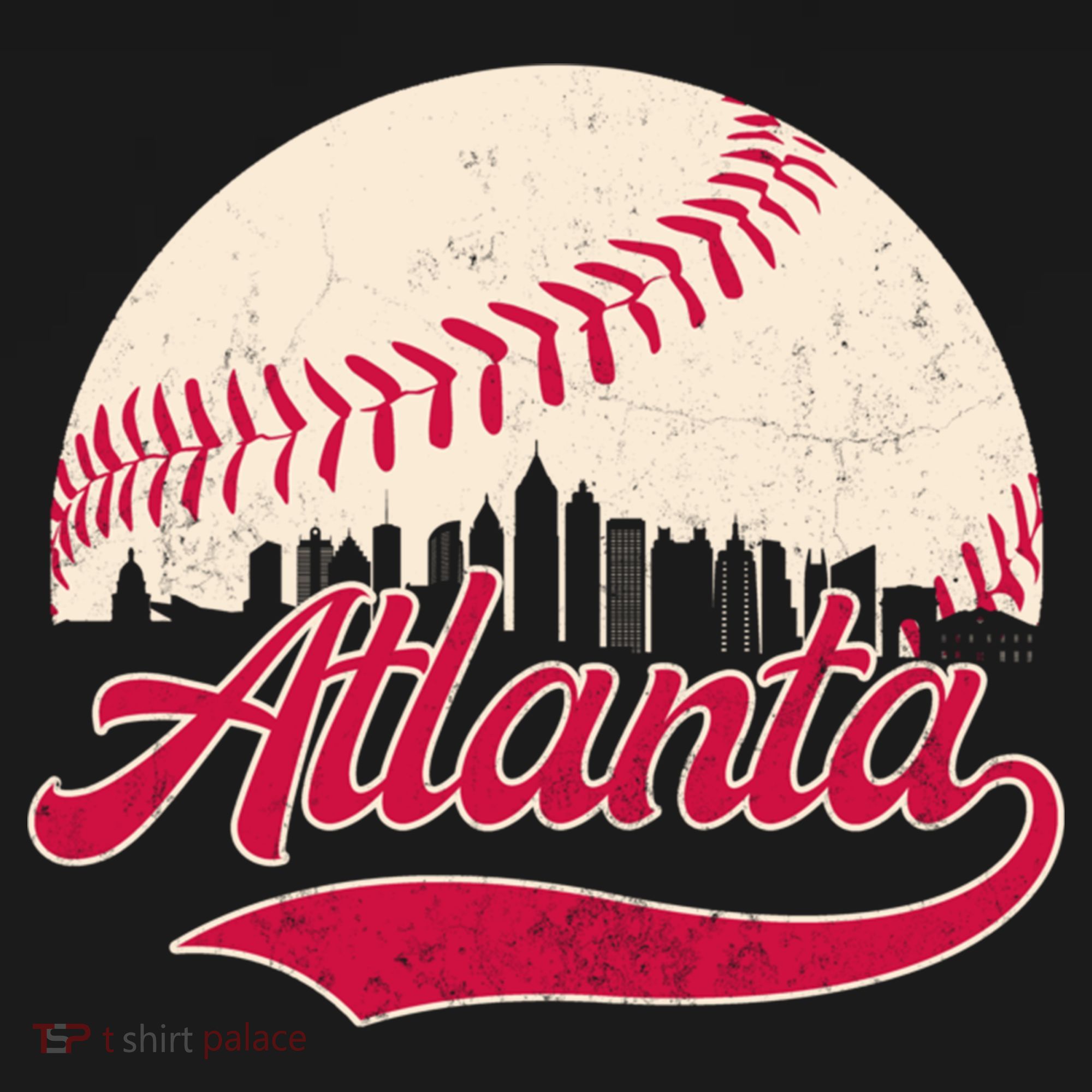 Vintage Distressed Atlanta Skyline Tee Baseball T-Shirt