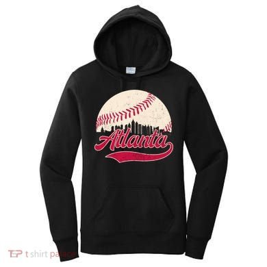 Vintage Distressed Atlanta Skyline Tee Baseball Women's Hoodie
