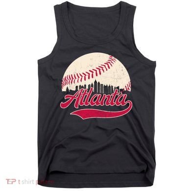 Vintage Distressed Atlanta Skyline Tee Baseball Tank Top