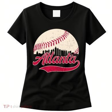Vintage Distressed Atlanta Skyline Tee Baseball Women's T-Shirt