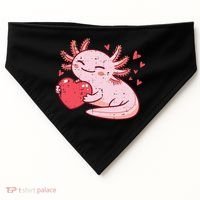 Valentines Day Axolotl Heart Cute  USA-Made Doggie Bandana thumb 0
