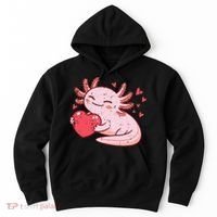 Valentines Day Axolotl Heart Cute  Hoodie thumb 0