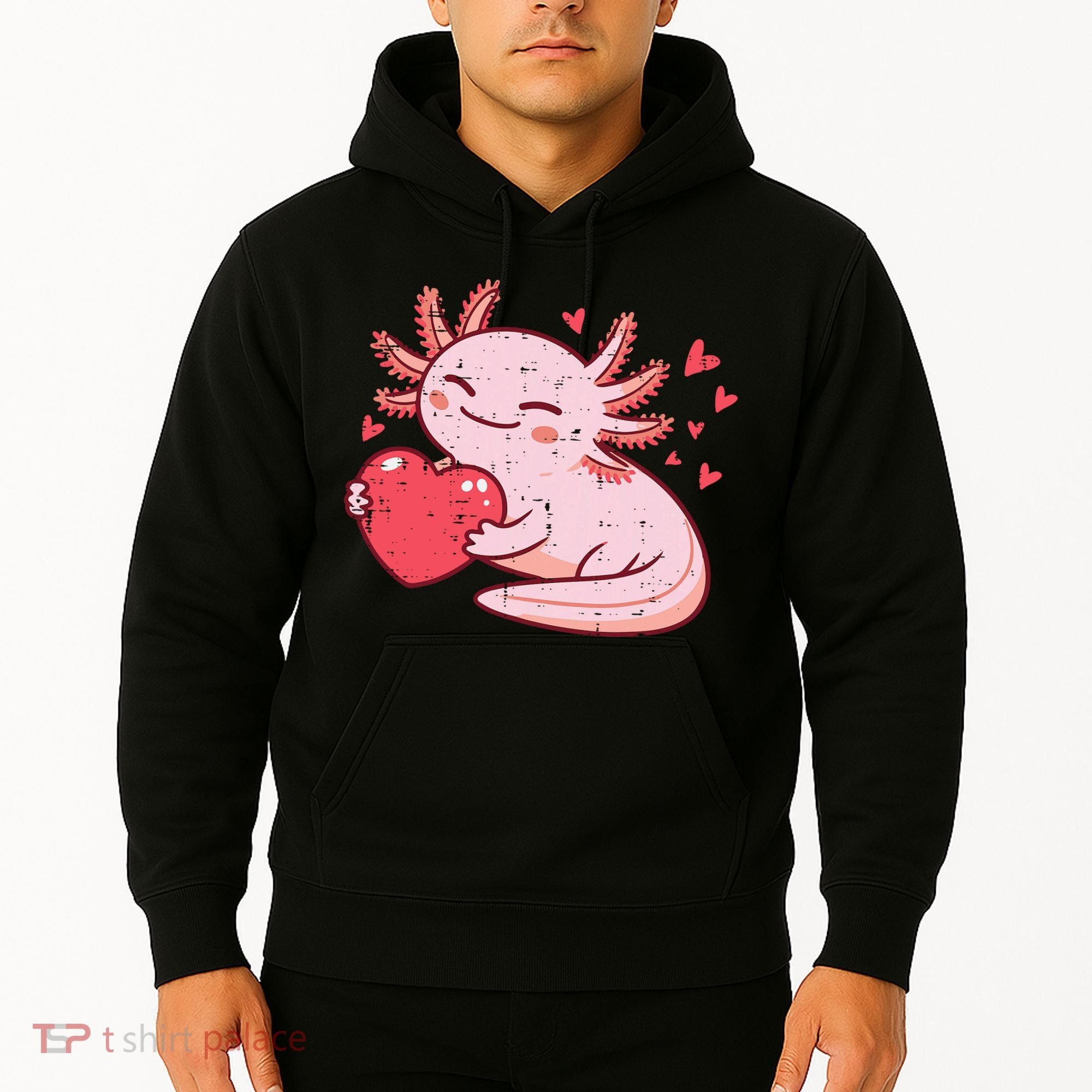 Valentines Day Axolotl Heart Cute  Hoodie