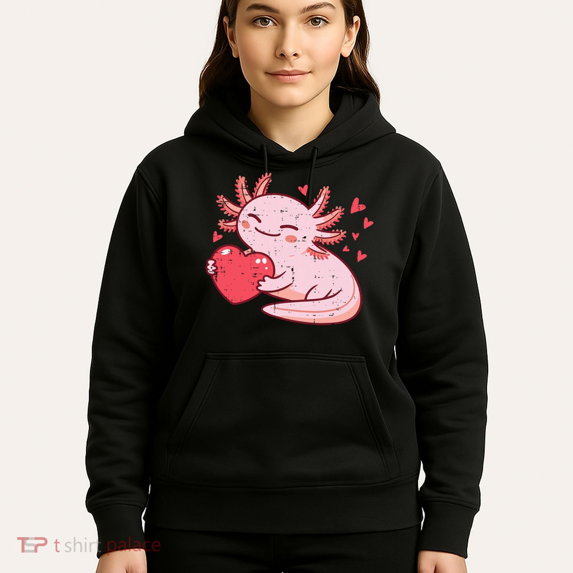 Valentines Day Axolotl Heart Cute  Hoodie