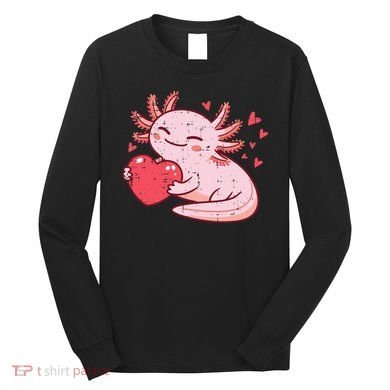 Valentines Day Axolotl Heart Cute  Long Sleeve Shirt