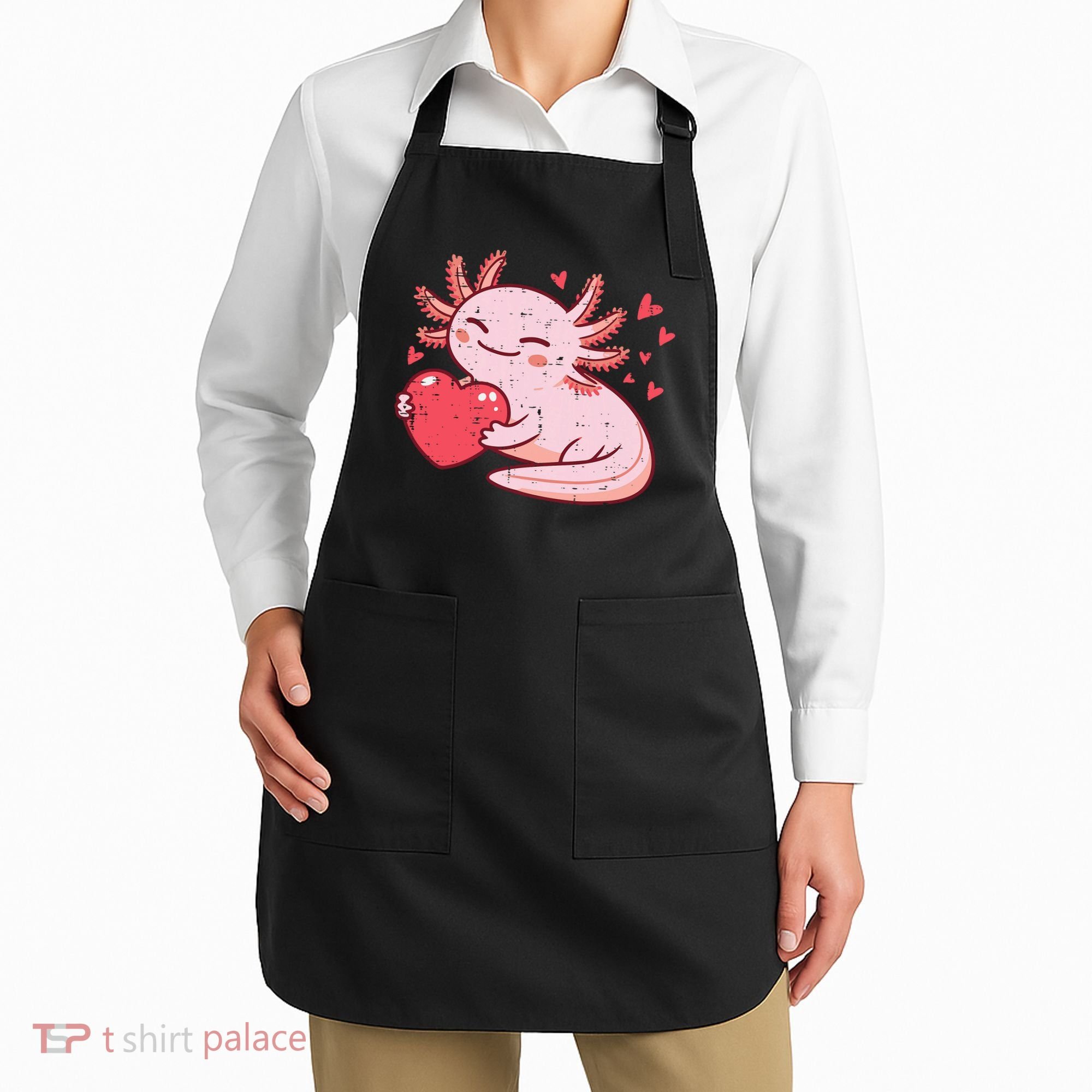 Valentines Day Axolotl Heart Cute  Apron