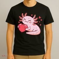 Valentines Day Axolotl Heart Cute  T-Shirt thumb 3