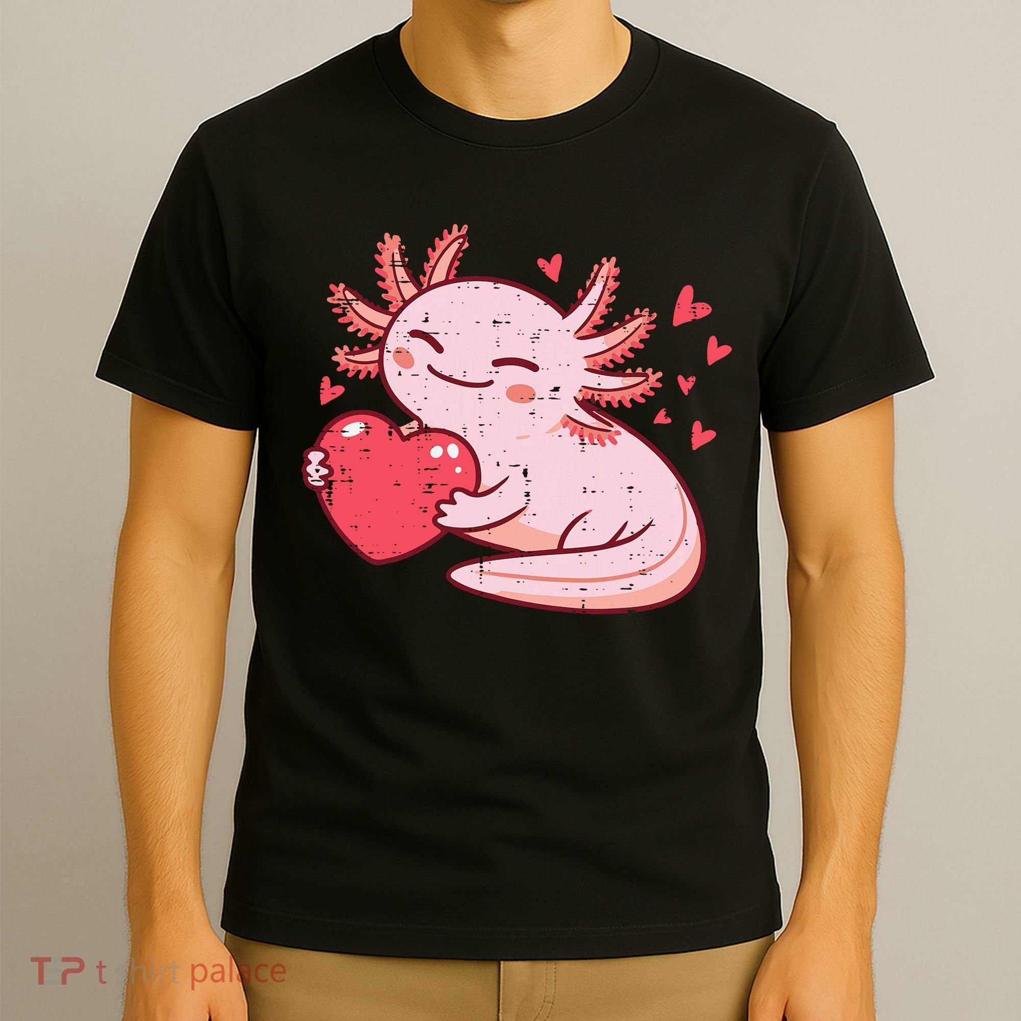 Valentines Day Axolotl Heart Cute  T-Shirt