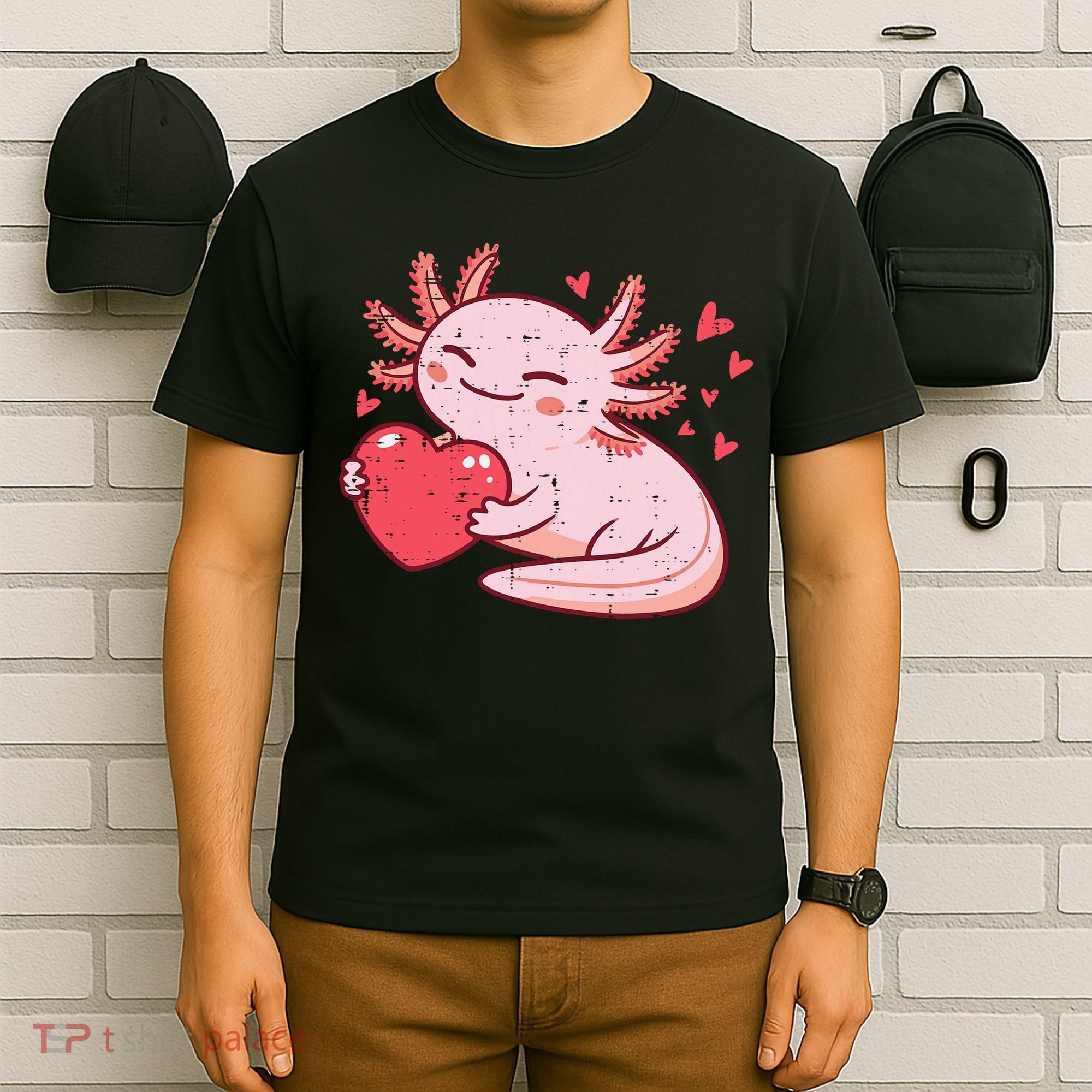 Valentines Day Axolotl Heart Cute  T-Shirt
