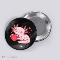 Valentines Day Axolotl Heart Cute  Button thumb 0