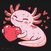 Valentines Day Axolotl Heart Cute  Button thumb 1