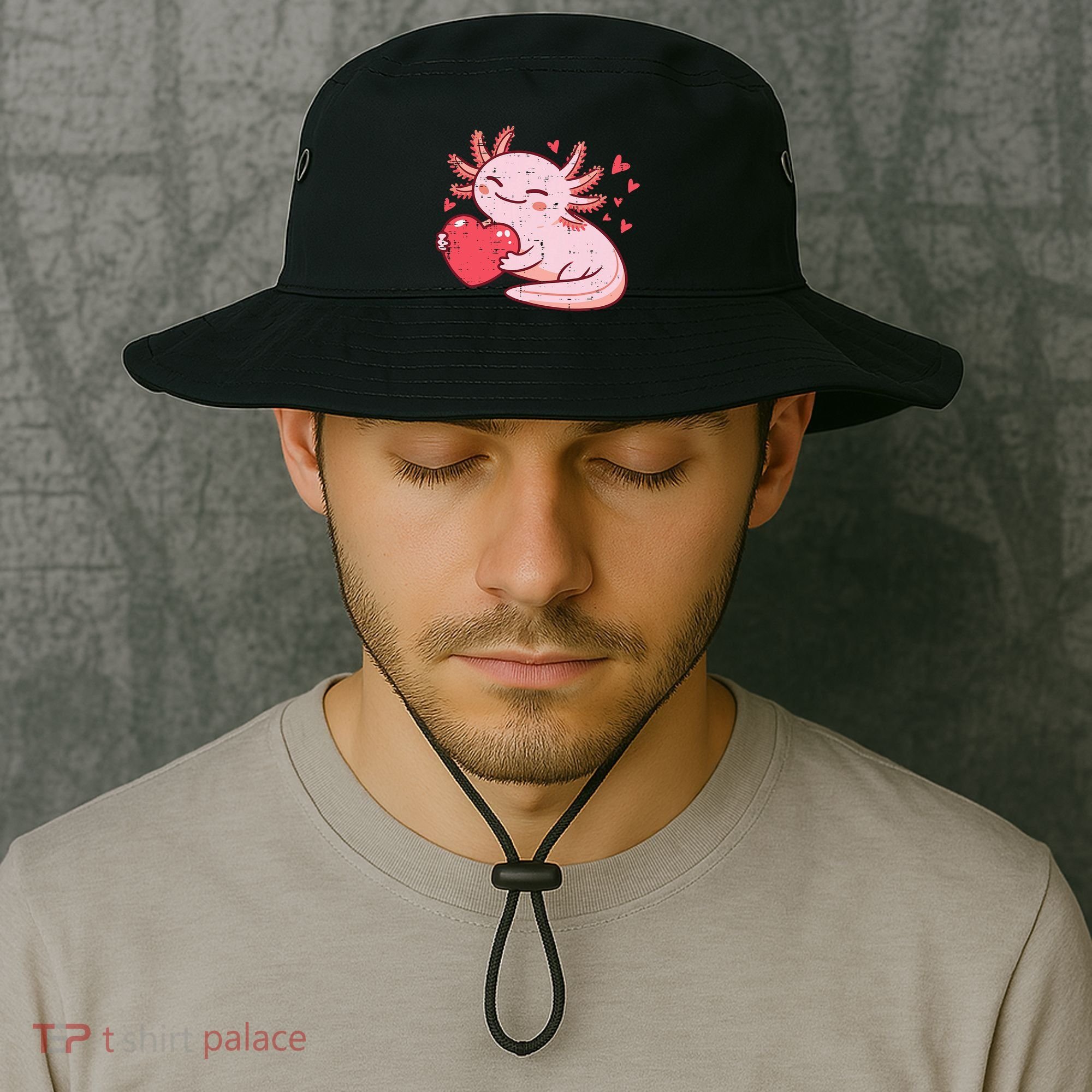 Valentines Day Axolotl Heart Cute  Bucket Hat