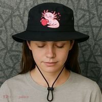 Valentines Day Axolotl Heart Cute  Bucket Hat thumb 3
