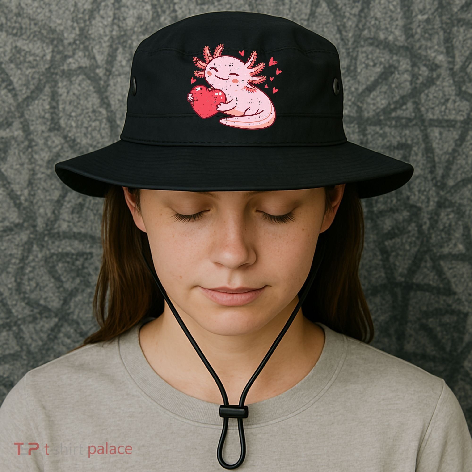 Valentines Day Axolotl Heart Cute  Bucket Hat