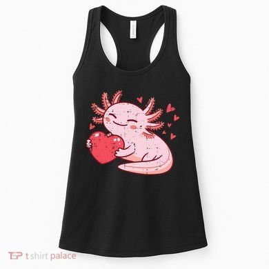 Valentines Day Axolotl Heart Cute  Women's Tank Top