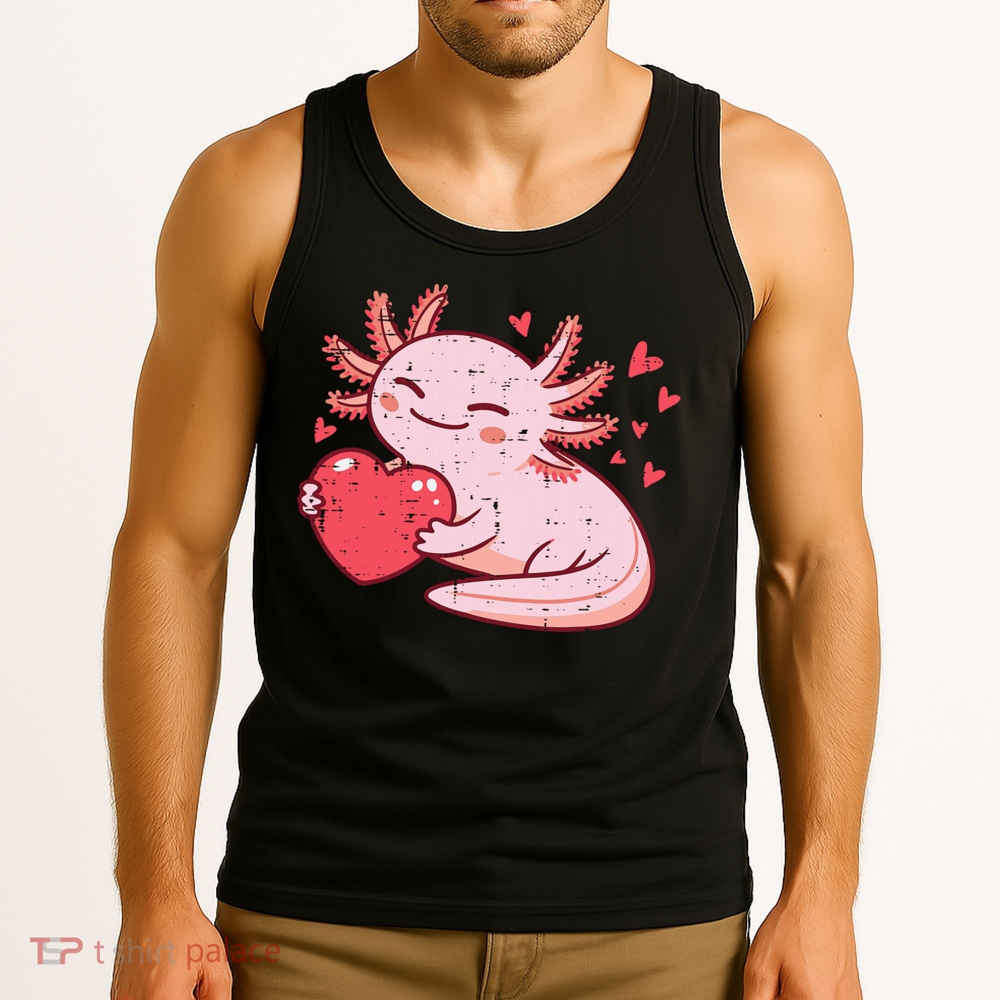 Valentines Day Axolotl Heart Cute  Tank Top