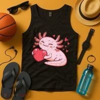 Valentines Day Axolotl Heart Cute  Tank Top thumb 4