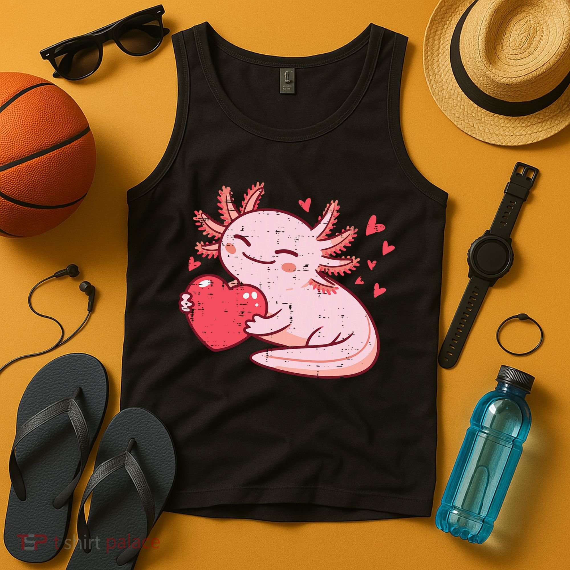 Valentines Day Axolotl Heart Cute  Tank Top