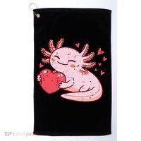 Valentines Day Axolotl Heart Cute  Golf Towel thumb 0