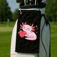 Valentines Day Axolotl Heart Cute  Golf Towel thumb 2