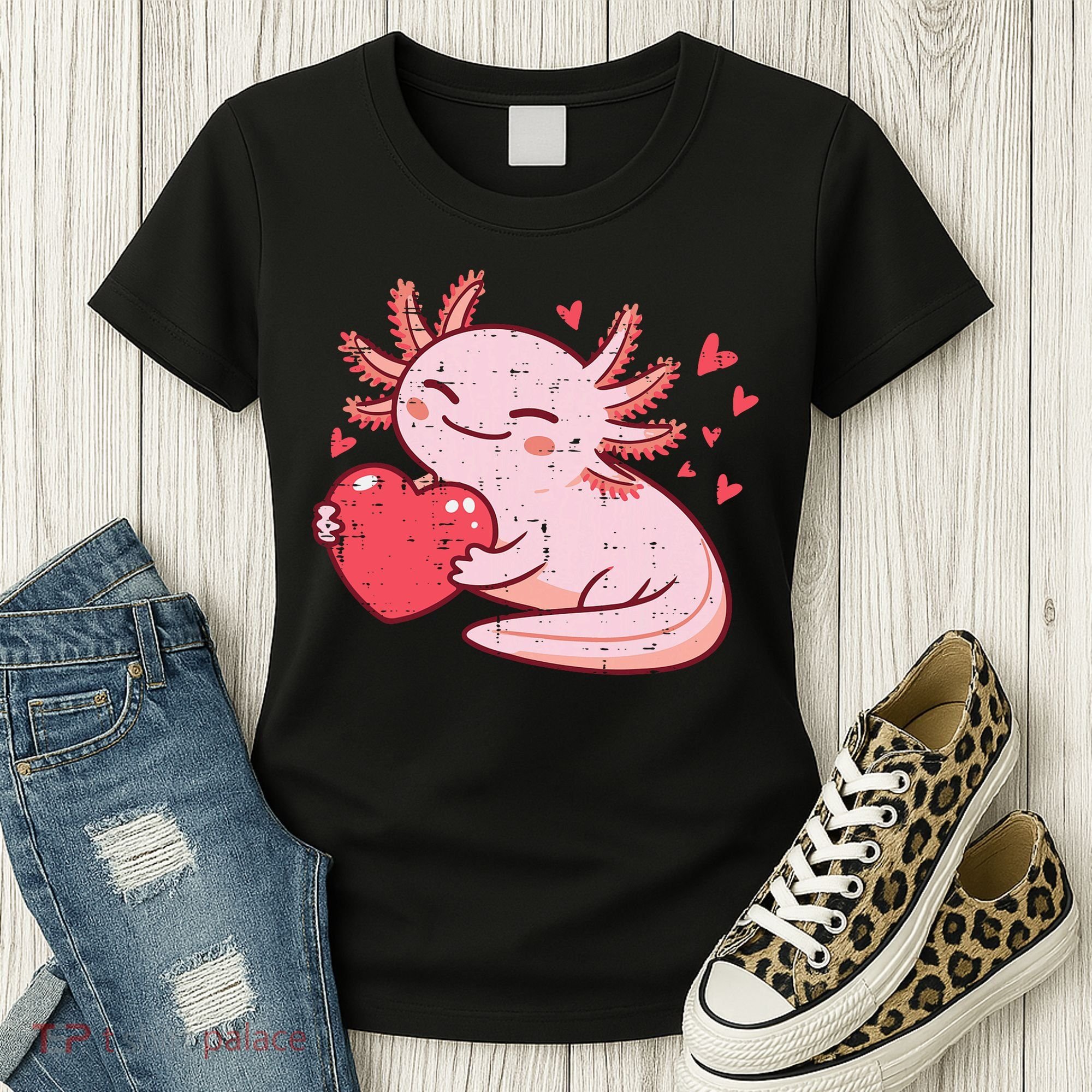 Valentines Day Axolotl Heart Cute  Women's T-Shirt
