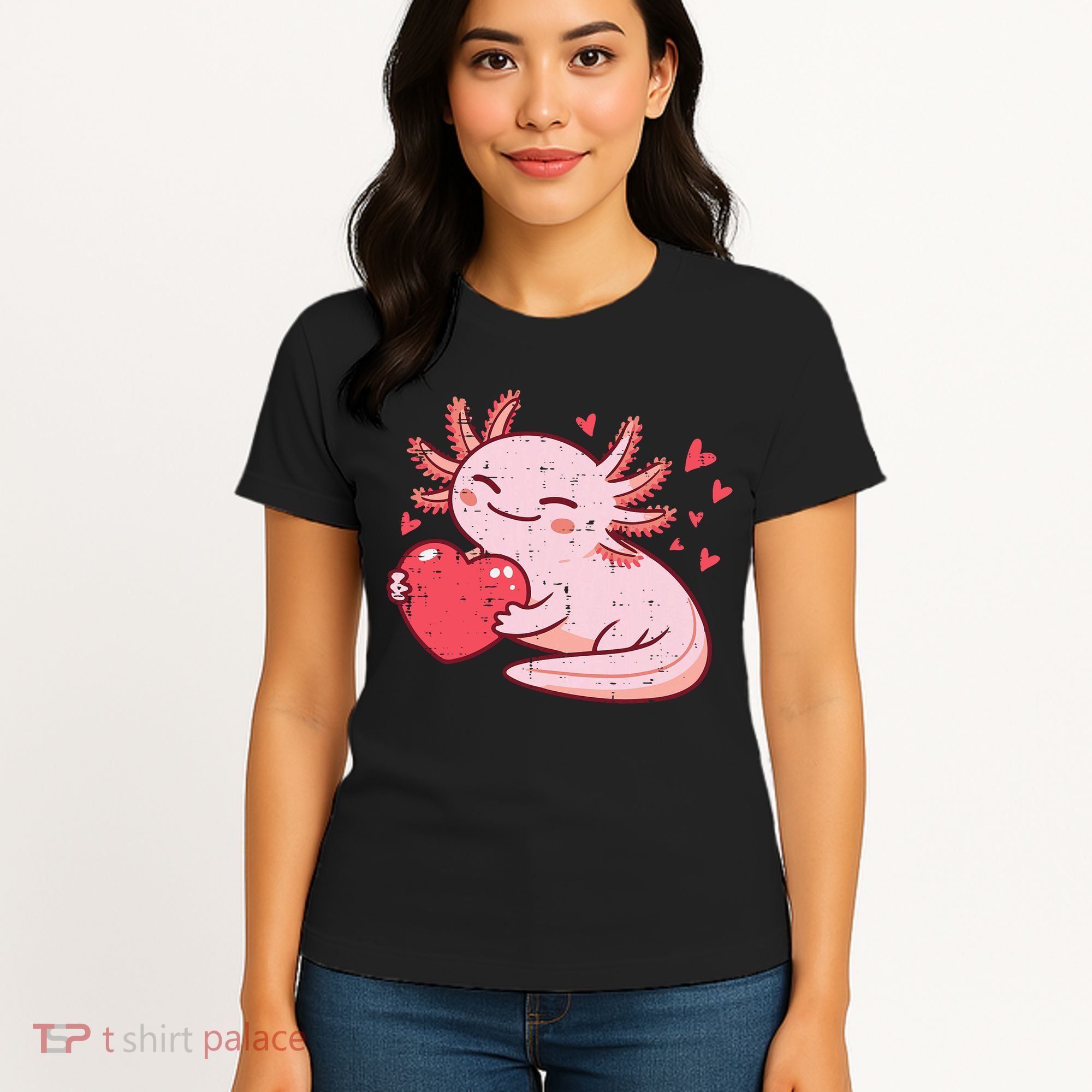 Valentines Day Axolotl Heart Cute  Women's T-Shirt
