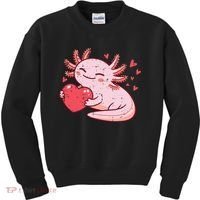 Valentines Day Axolotl Heart Cute  Kids Sweatshirt thumb 0