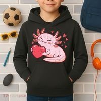 Valentines Day Axolotl Heart Cute  Kids Hoodie thumb 2
