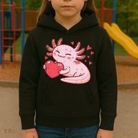 Valentines Day Axolotl Heart Cute  Kids Hoodie thumb 3